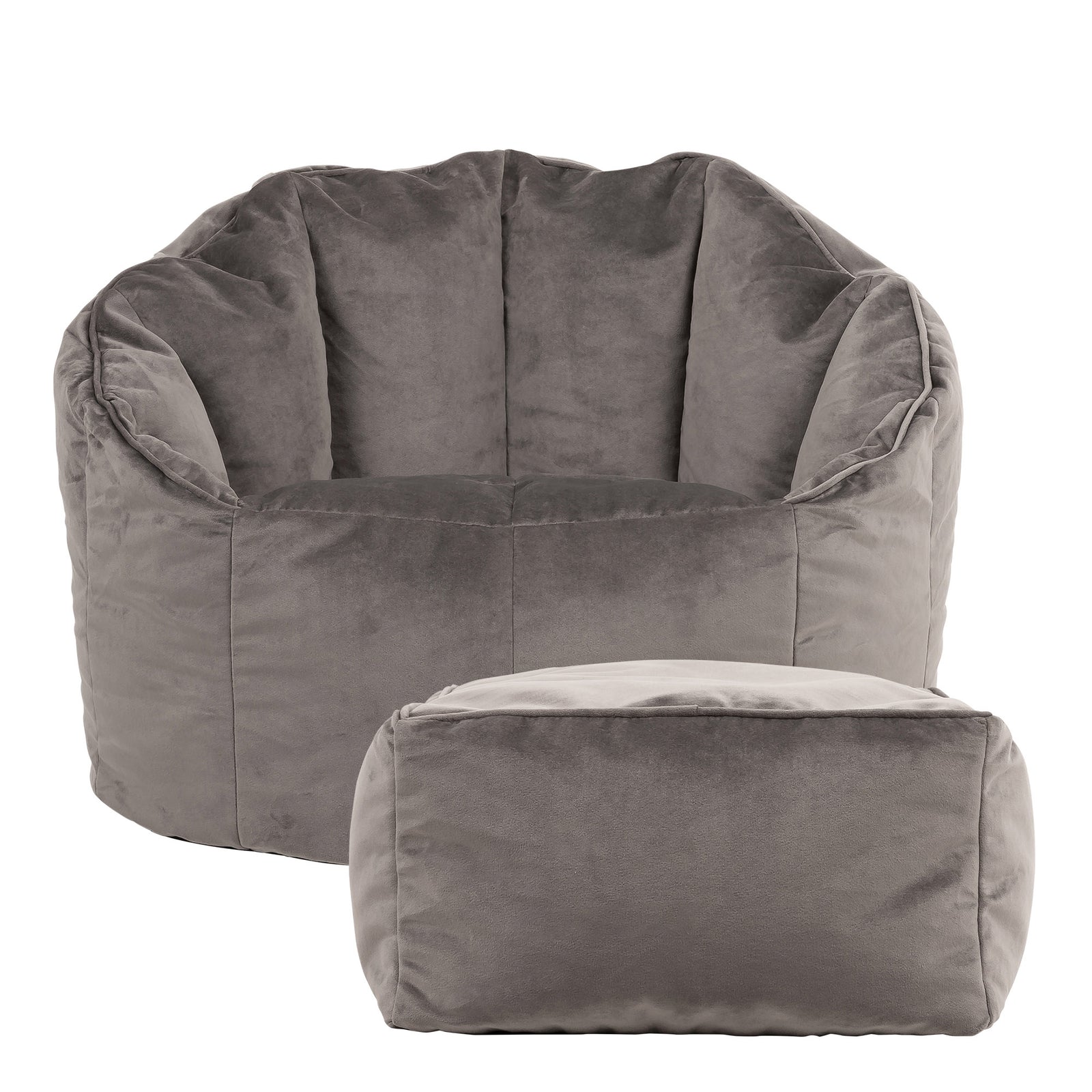 Sirena Scallop Chair Bean Bag & Footstool | Charcoal
