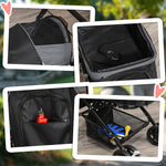 Pet Stroller Dog Foldable Travel Carriage With Reversible Handle | Black