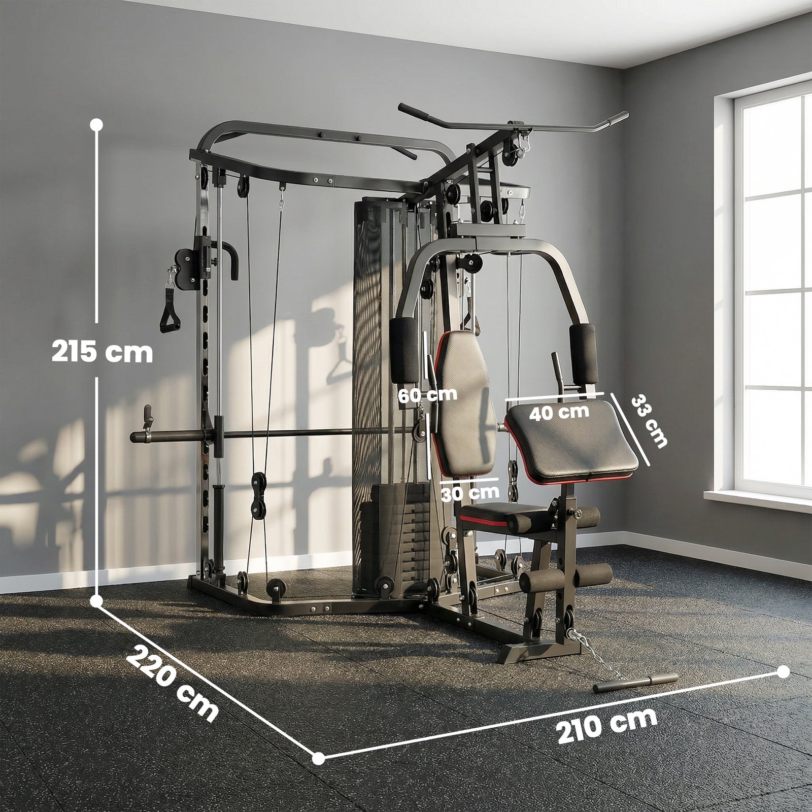 SPORTNOW Home Gym Smith Machine With 65kg Weight Stack