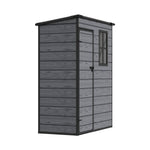 5x3ft Outdoor Plastic Storage Shed With Floor & Window, Lockable, Wood Grain Design