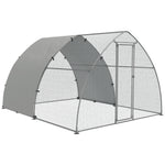 Pawhut Walk-in Chicken Run With Cover, For Chickens | Silver