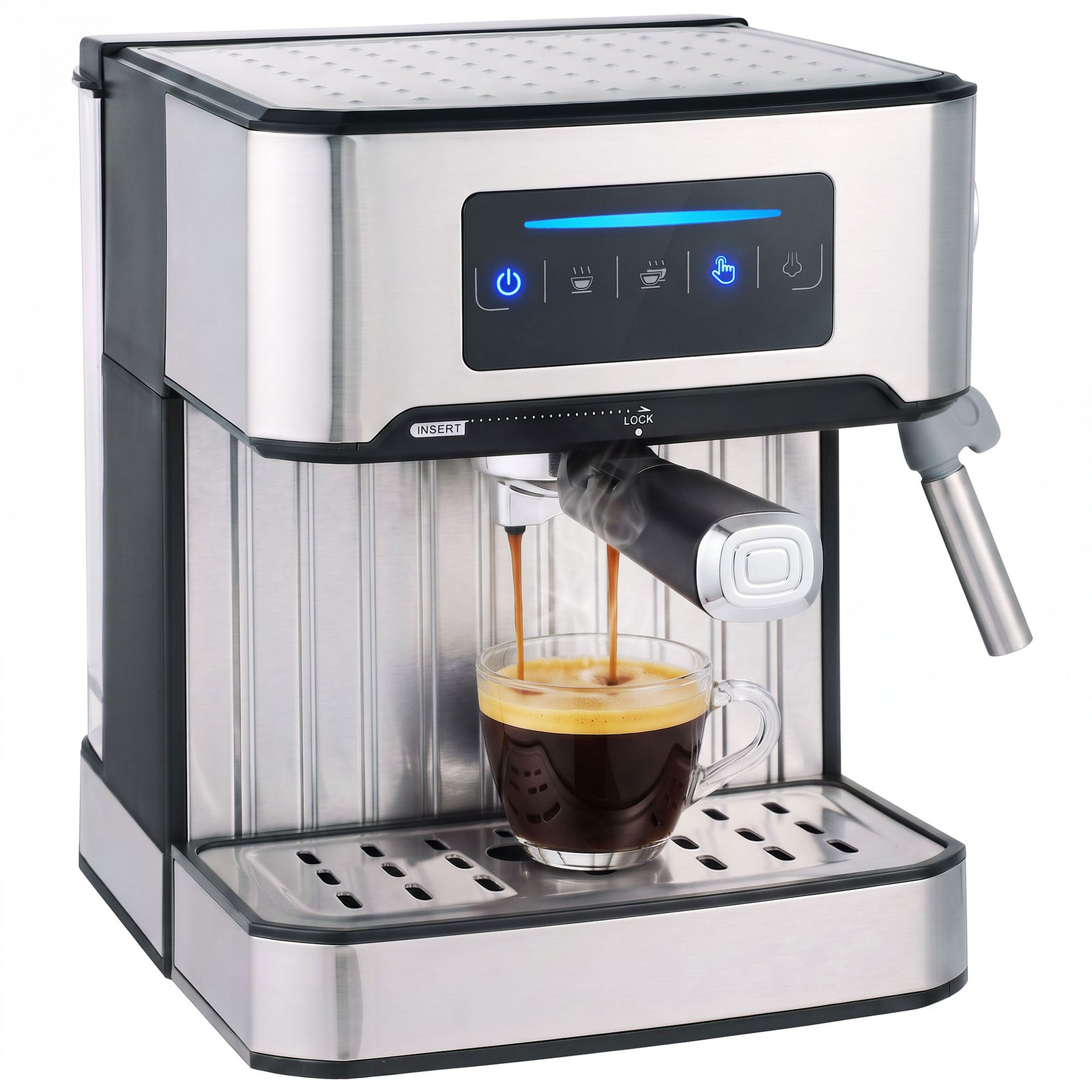 HOMCOM Espresso Machine, 20-bar, 1.6 L Tank, Led Touch, Black