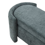 Chenille Upholstered Storage Bench With Arc-shaped Sides, 125cm Wide Ottoman Seat With Hidden Compartment For Living Room Or Bedroom | Bottle Green