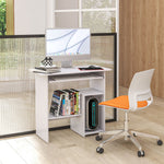 Compact Computer Table, Keyboard Tray | White