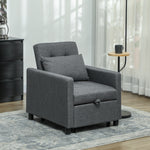 Convertible Single Chair Bed With Upholstered Fabric | Grey