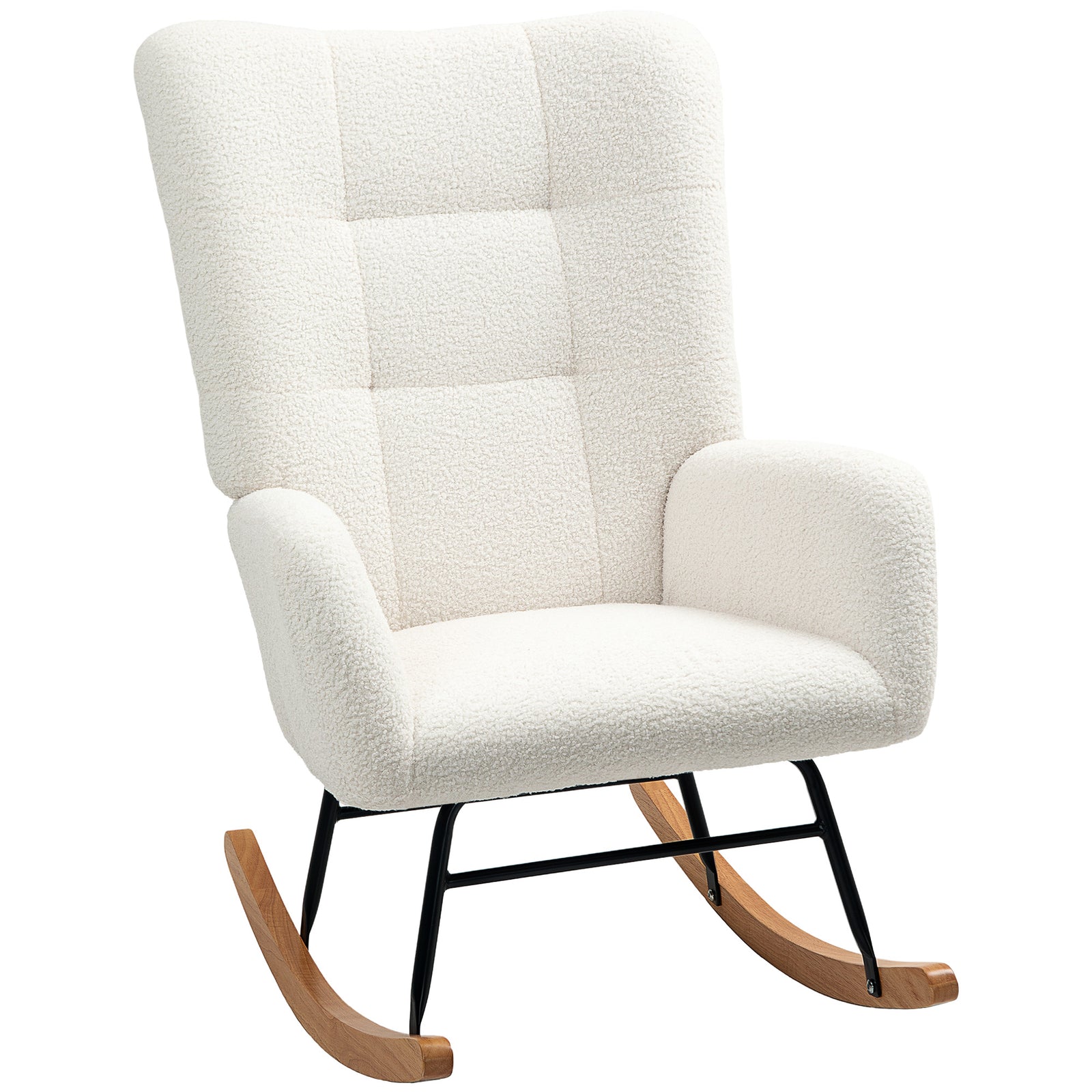 Rocking Chair, Modern Armchair With Backrest For Bedroom | Cream