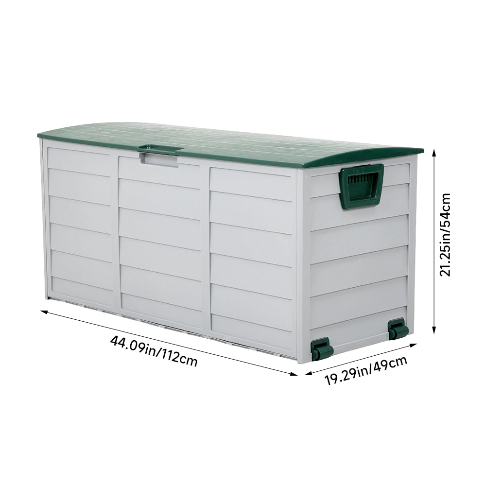 290l Weatherproof Garden Storage Box Outdoor Cabinet With Wheels | Green