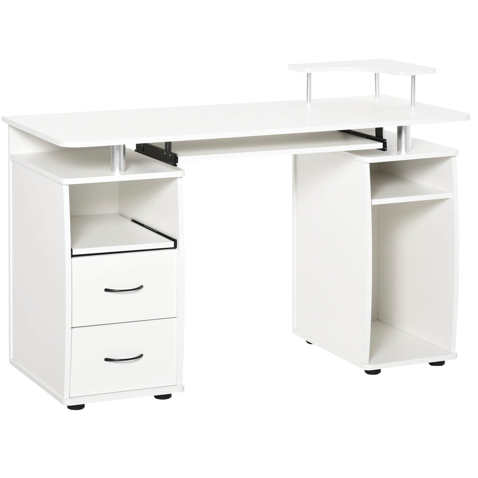 Office Desk With Keyboard Tray, Drawer | White