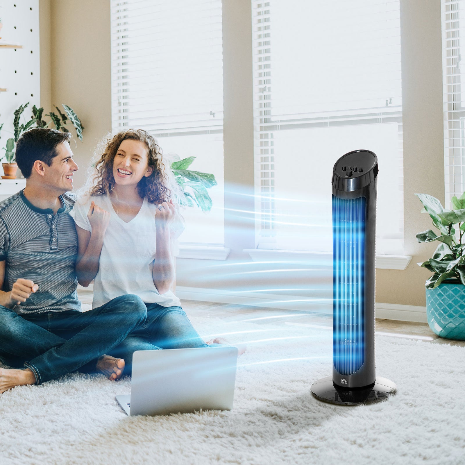 30" Tower Fan Noise Reduction Wind 3-level Cool Abs | One Size | Black
