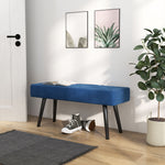 End Of Bed Bench Upholstered Hallway Bedroom With Steel Legs | One Size | Blue