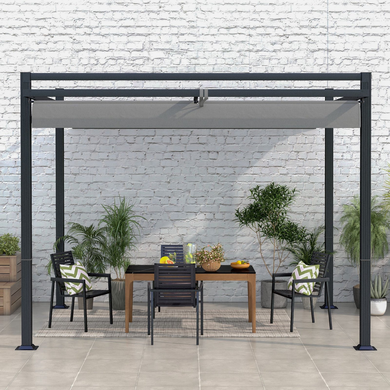 Retractable Pergola Canopy With Aluminium Frame | Medium | Dark Gray