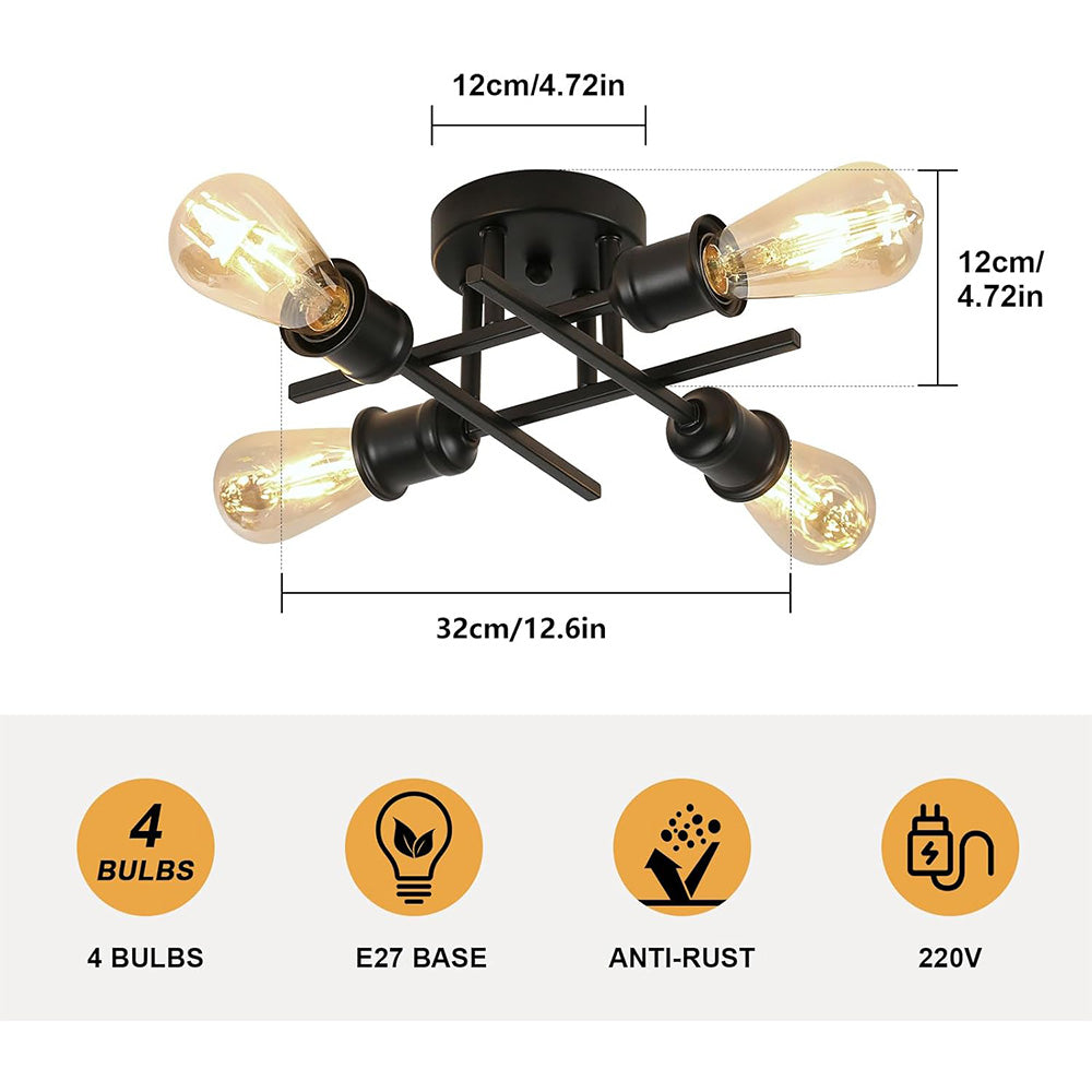 Bath Plus TB+ Modern Sputnik Industrial 4-light E27 Ceiling Lamp