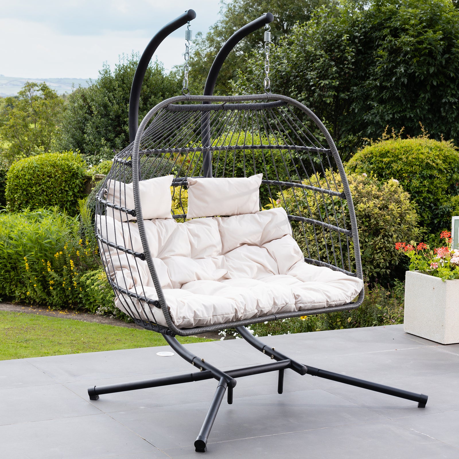 Burford Swinging Double Garden Seat | Cream