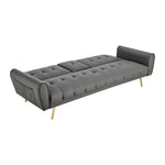 Faux Leather Sofa Bed With Cup Holders - 3 Seater | Grey