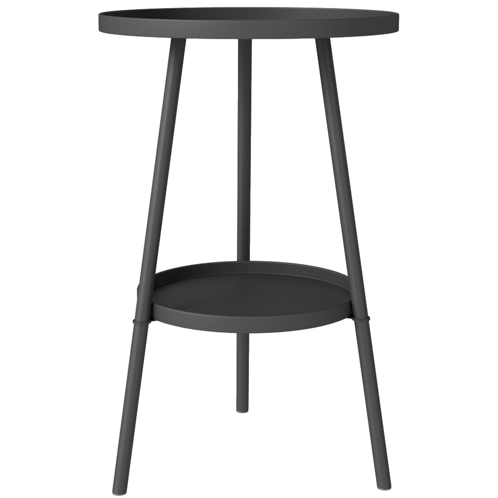 Round Garden Table, 2-tier Metal Patio Table Coffee Table