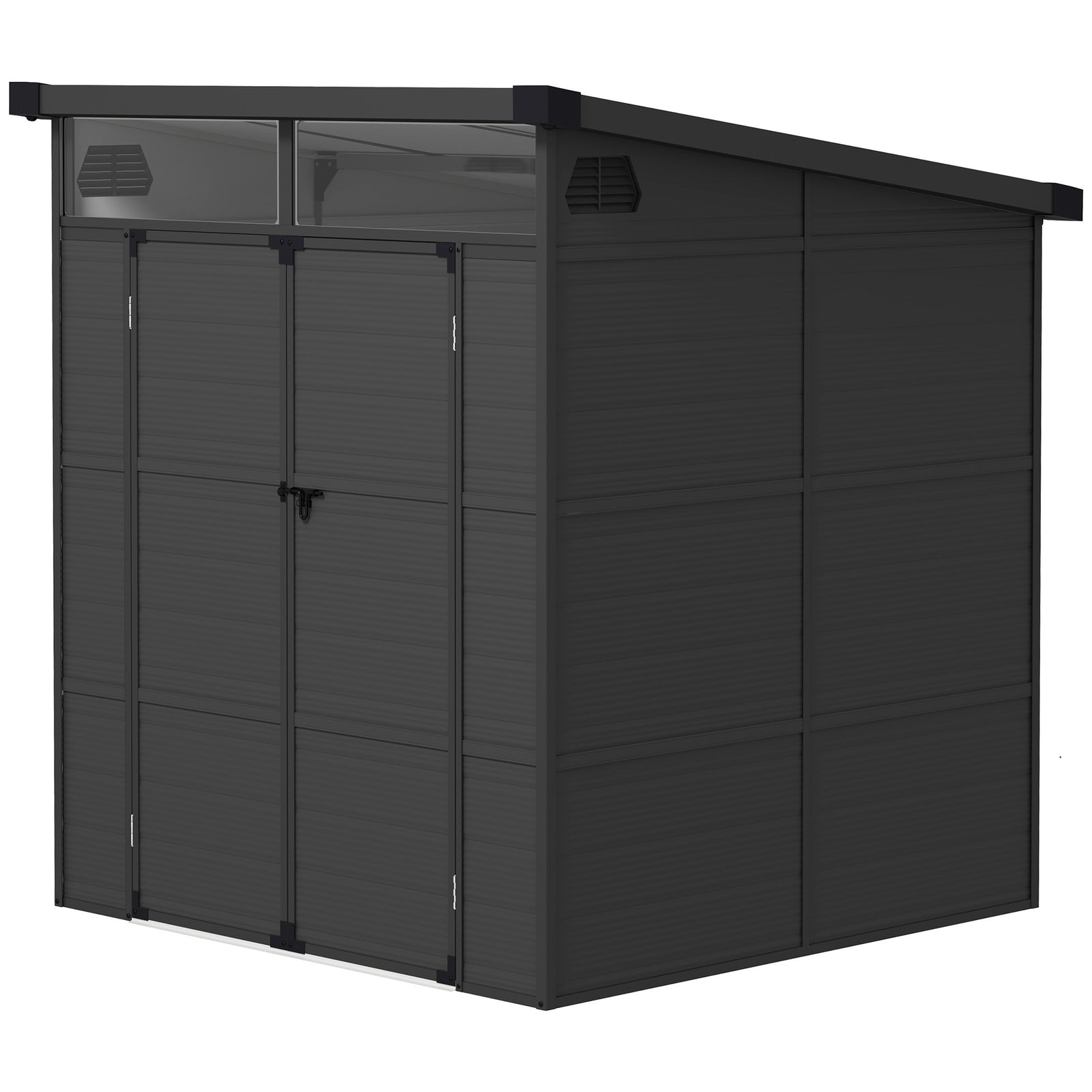 6 X 6ft Plastic Garden Shed With Windows And Air Vents | Dark Gray