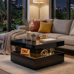 Led Coffee Table With Storage, Modern Centre Table | Black