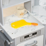 Toy Kitchen Playset W/ Running Water, Apron And Chef Hat - Grey