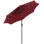 Parasol Patio Umbrella W/ Led Light Crank | Red