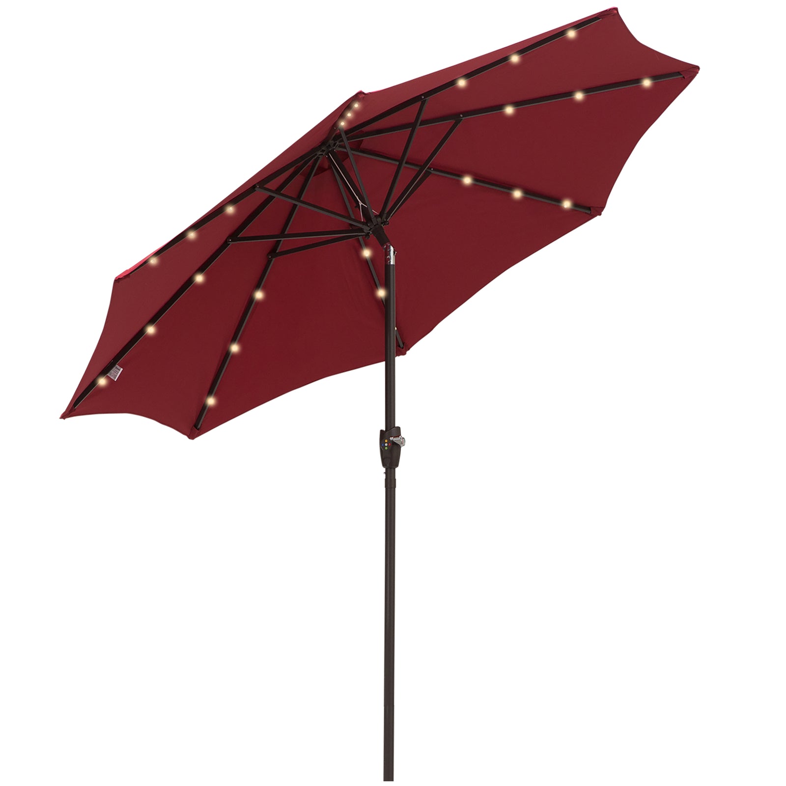 Parasol Patio Umbrella W/ Led Light Crank | Red