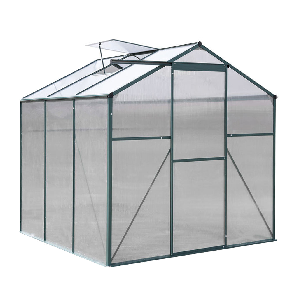 10 x 4/6/8/10 FT Green Aluminium Hobby Greenhouse With Openable Window | Medium | Clear
