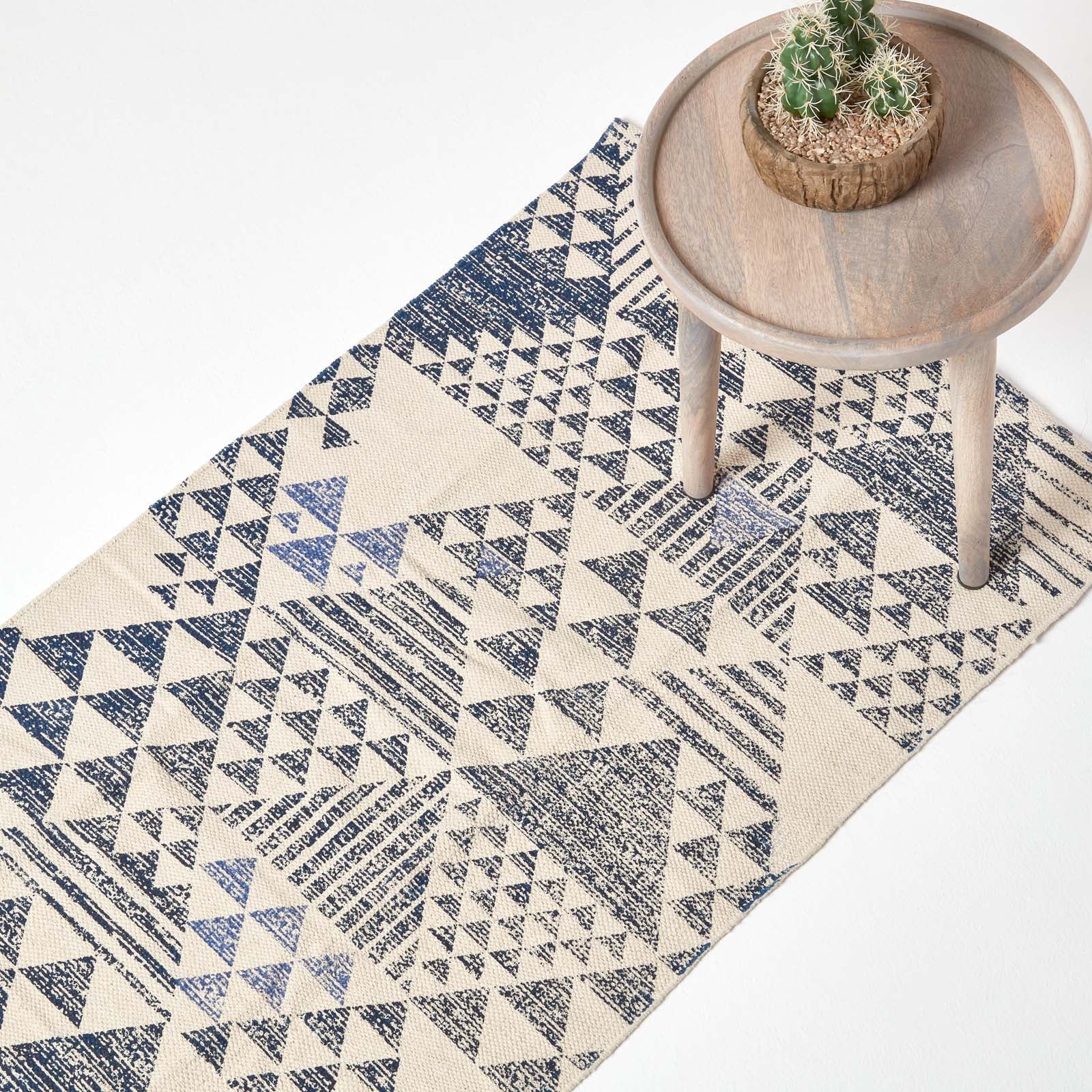 Delphi Geometric Style 100% Cotton Printed Rug | 200cm | Grey & White