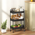 3 Tier Rolling Utility Cart With 3 Mesh Basket | One Size | Black