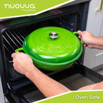 Shallow Cast Iron Casserole Pot With Lid, 5-quart, (32 Cm) | Green