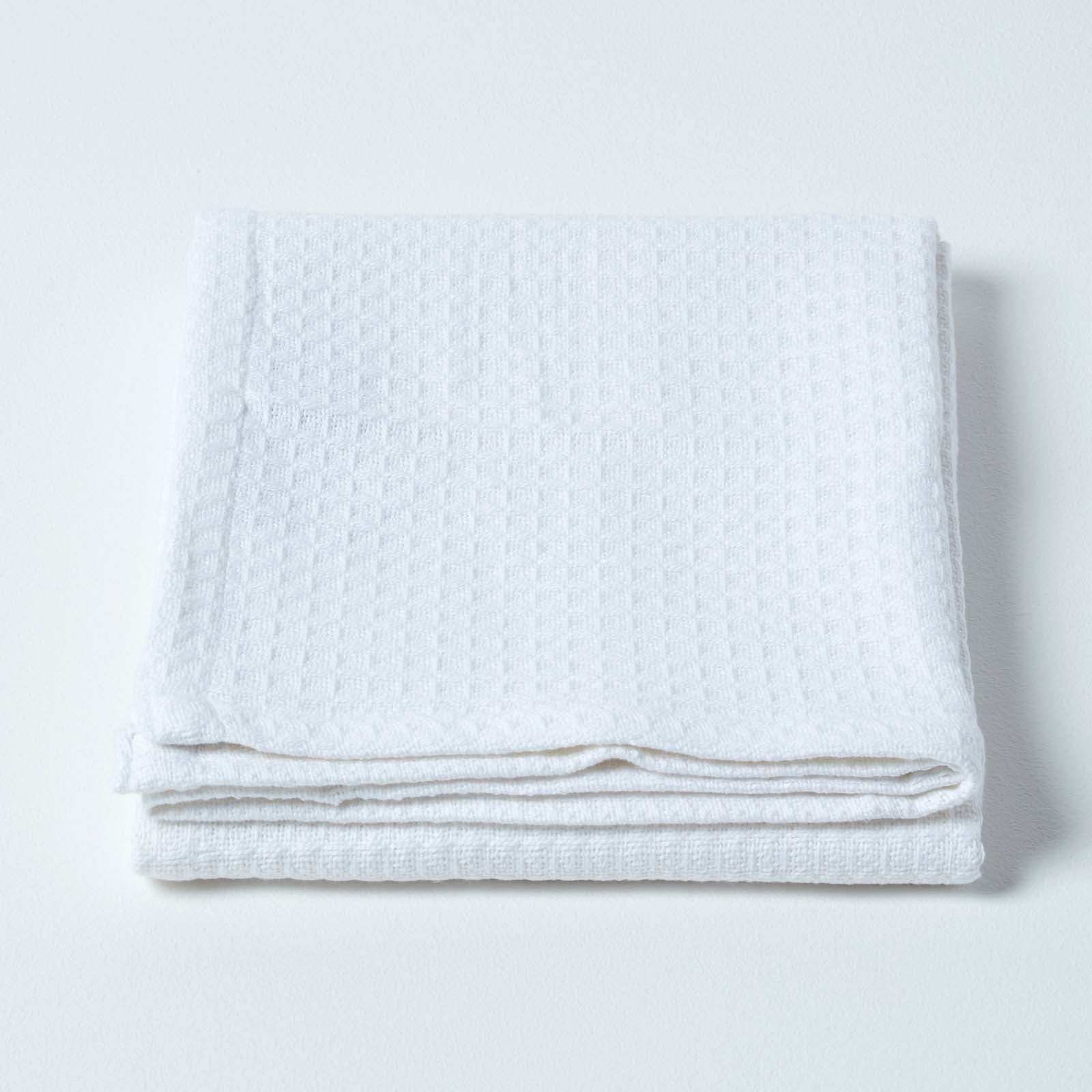 Organic Cotton Waffle Blanket/ Throw | 125cm x 150cm | White