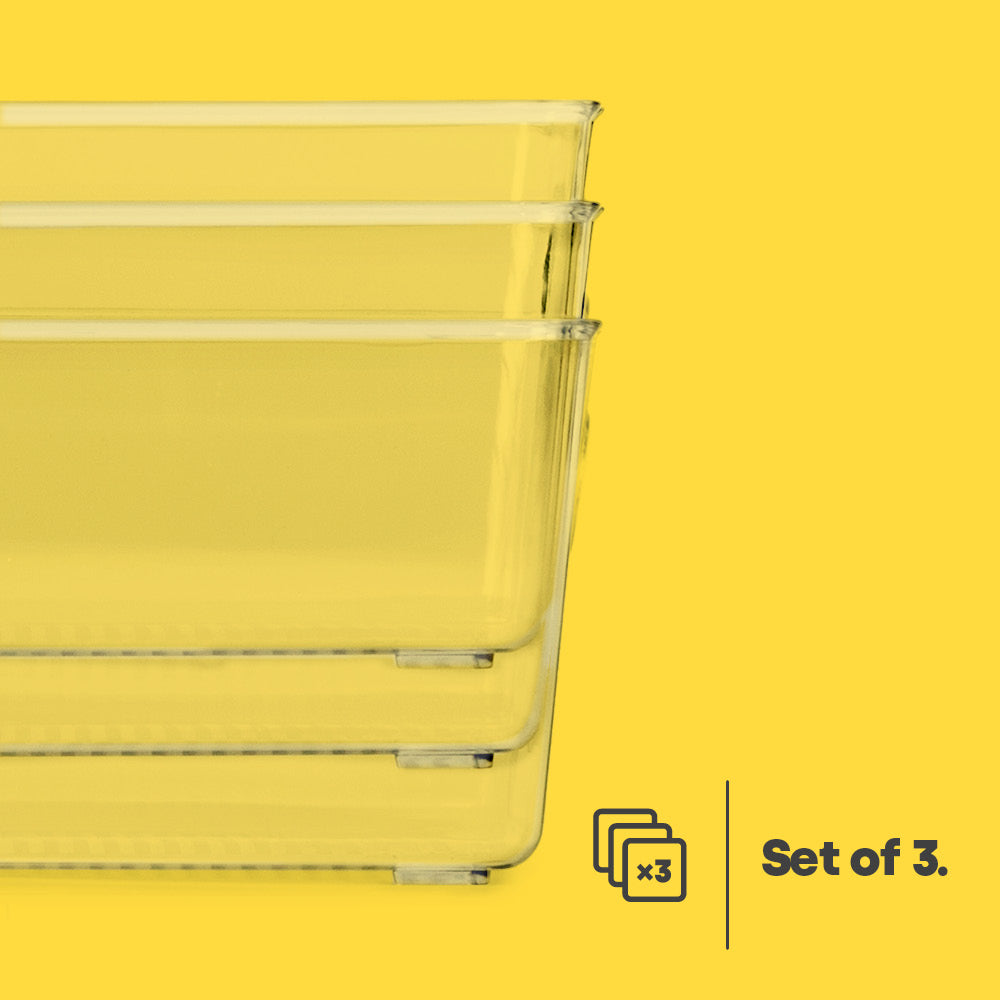 Livivo Set Of 3 Clear Multi Purpose Storage Tubs With Handles