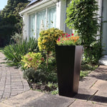 Zinc Galvanised Tall Flared Tapered Square Planter | 30cm x 30cm x 70cm | Matte Black