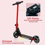 Folding Electric Scooter W/ Led Lights And Display | Red