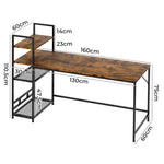 Computer Desk Study Table Home Office Workstation With 4-tier Shelf 160cm | Brown