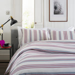 Magnate Stripe Printed Brushed 100% Cotton Bedlinen Duvet Set | Super King | Red