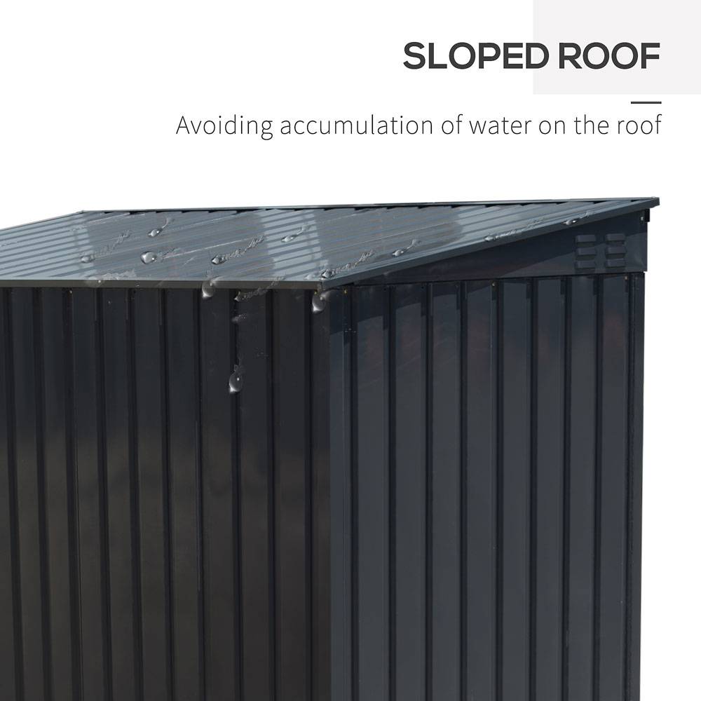 Outdoor Metal Garbage Storage Shed With Hinged Lid – Lockable Steel Trash Can Storage Cabinet For Garden & Patio