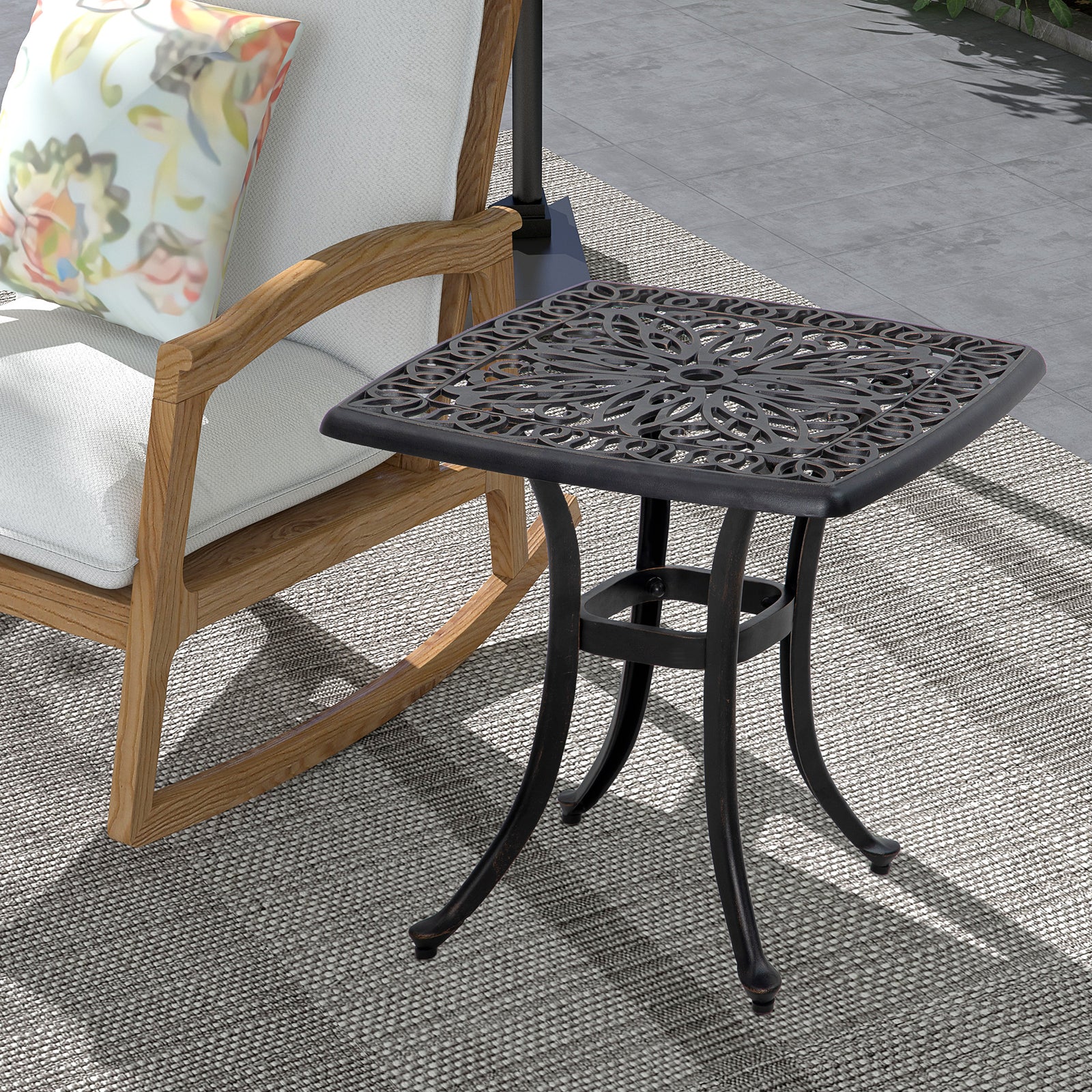 Cast Aluminium Bistro Table W/ Umbrella Hole | Bronze