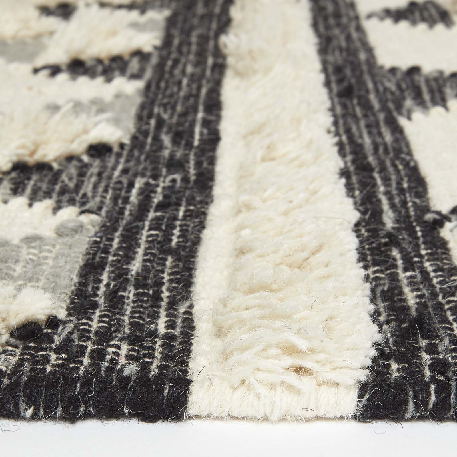 Kota Black & Grey Kilim Wool Rug | 200cm | Black & Grey