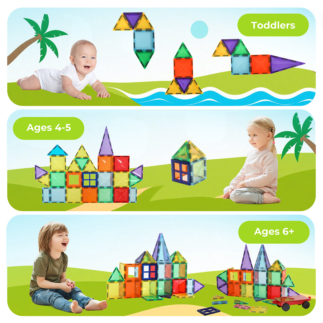 60pc Magnetic Building Blocks Set Stem Educational Toys For Kids Gifts | Multi Colour