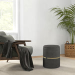 Round Pouffe, Hidden Space, Cushioned Top | Gray
