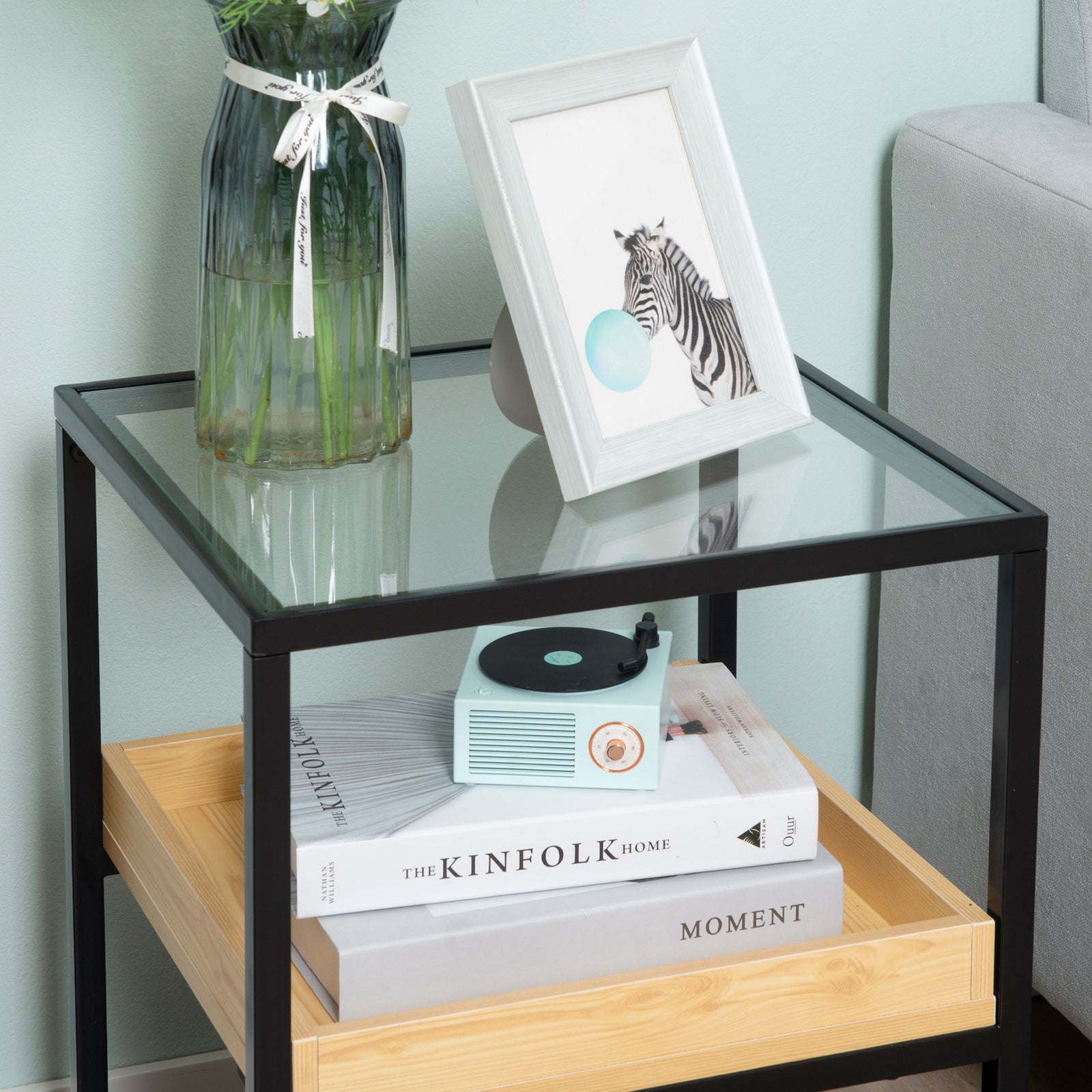 Industrial Side Table W/ 3-tier Storage Shelves | Natura