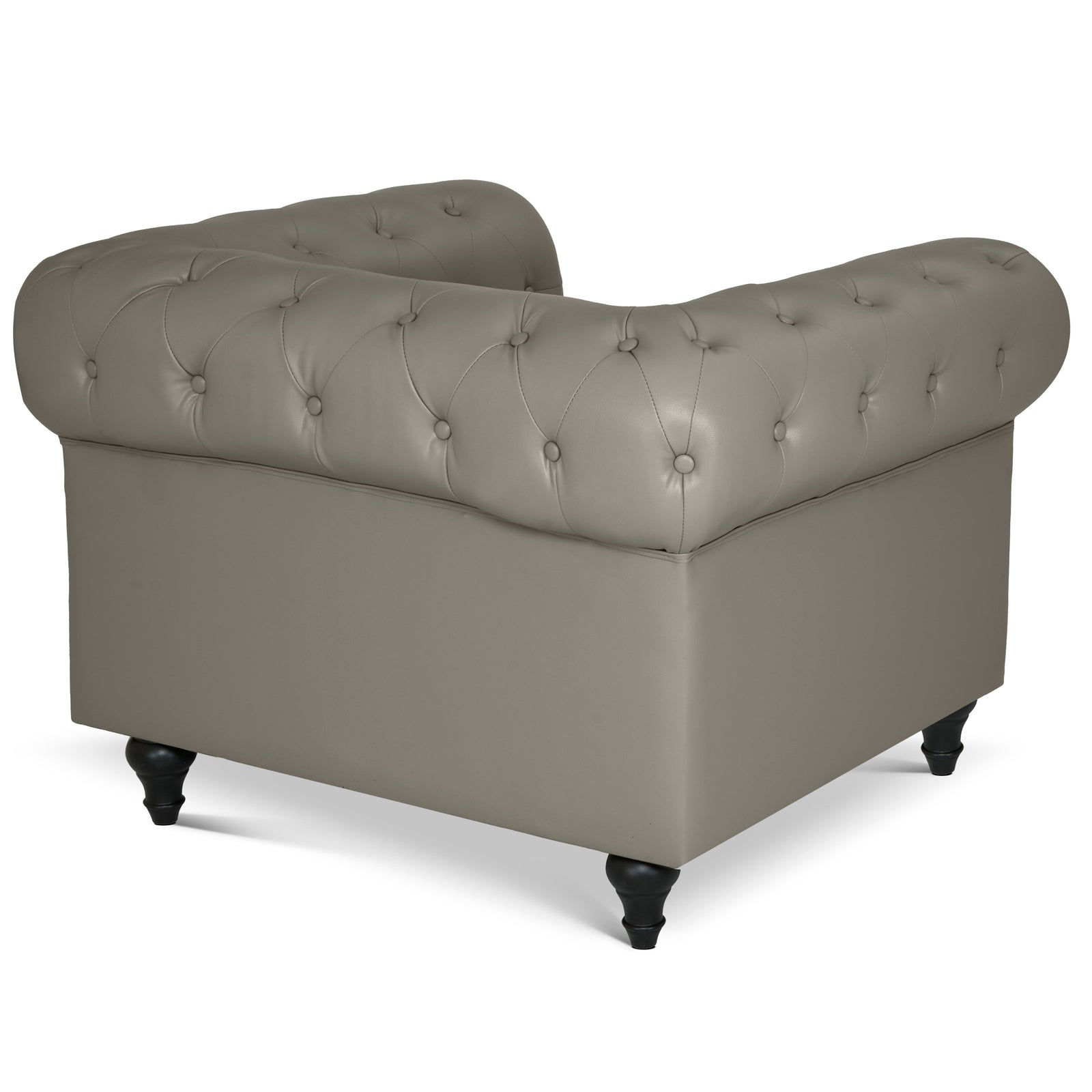 Button Tufted Faux Leather Living Room Armchair | Grey
