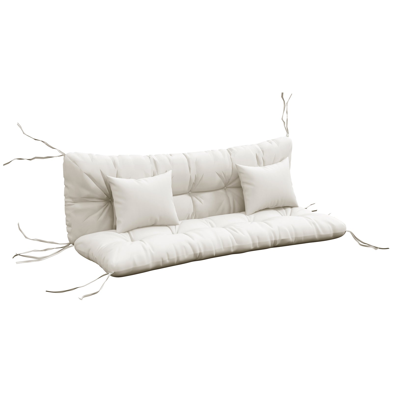 Seat Cushions Back Cushion W/2 Pillows, Water Repellent | White