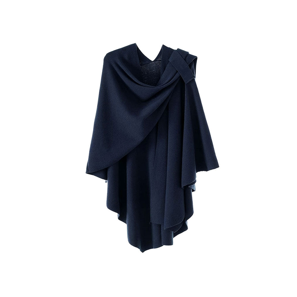 Elegant Cross Front Shawl Wrap | Navy Blue
