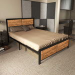 Double/king Bed Frame Steel Bed Base Headboard Rustic Brown | Double | Brown
