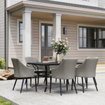 6 Seater Rattan Dining Set, Rectangle Slatted Table | Gray