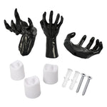 3 Pack Wall-mounted Creepy Reaching Hands With Led Candles Halloween Decors