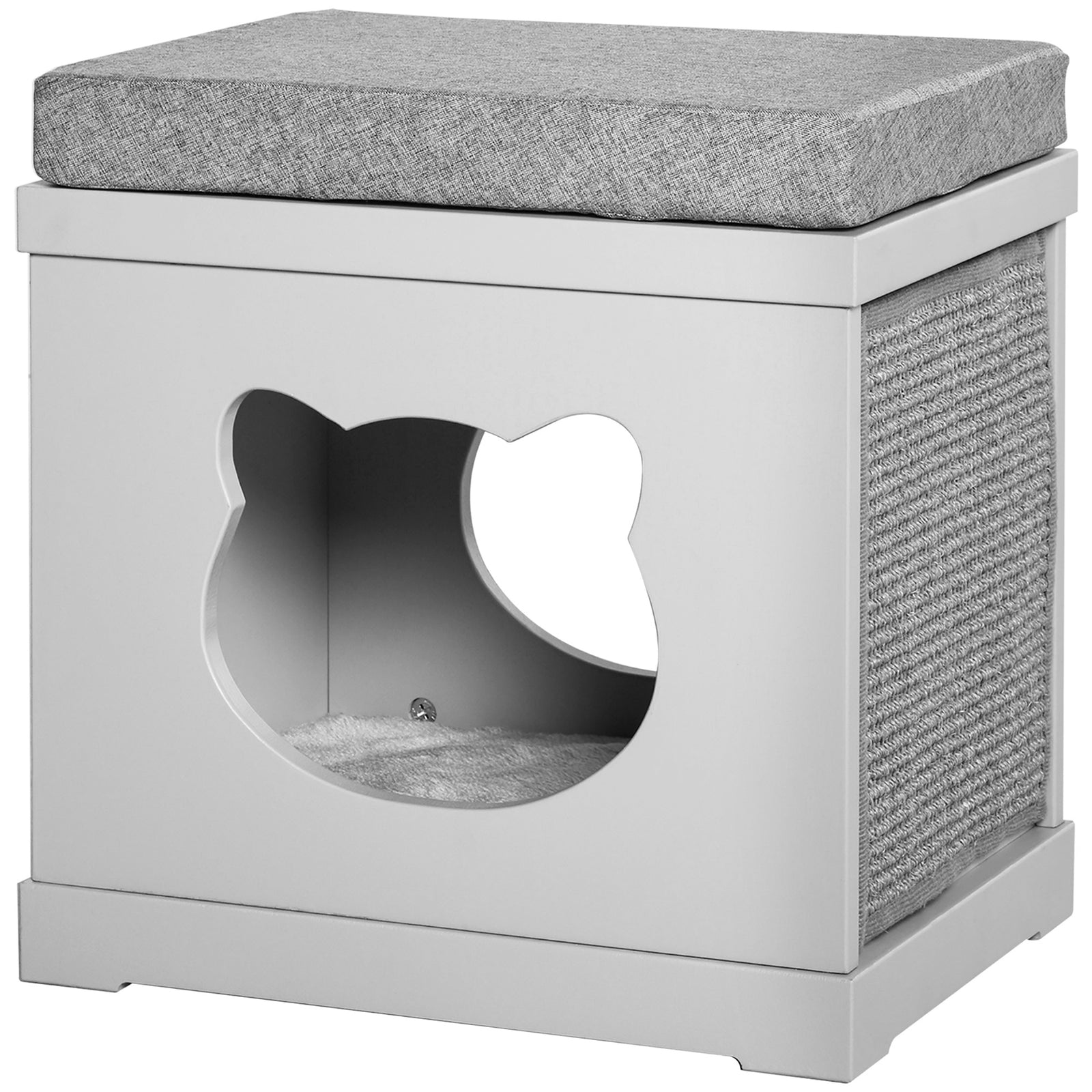 Cat House Bed Kitten Cave Cube Indoor W/soft Cushion Sisal Scratching Pad