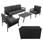 Aluminium 4 Piece Sofa Set With Rattan Storage Box | Anthracite