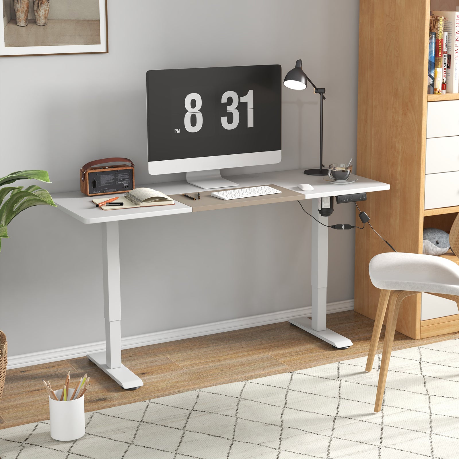 Height Adjustable Electric Standing Desk Preset | White