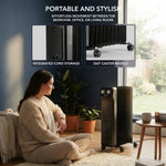 Oil-filled Electric Radiator 2500w, Adjustable Thermostat, 3 Settings | Black